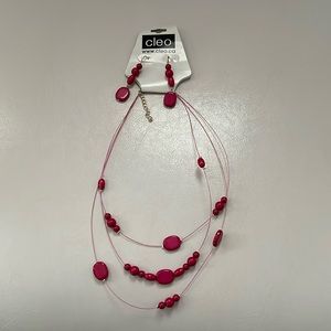 Cleo Pink earring and necklace Set